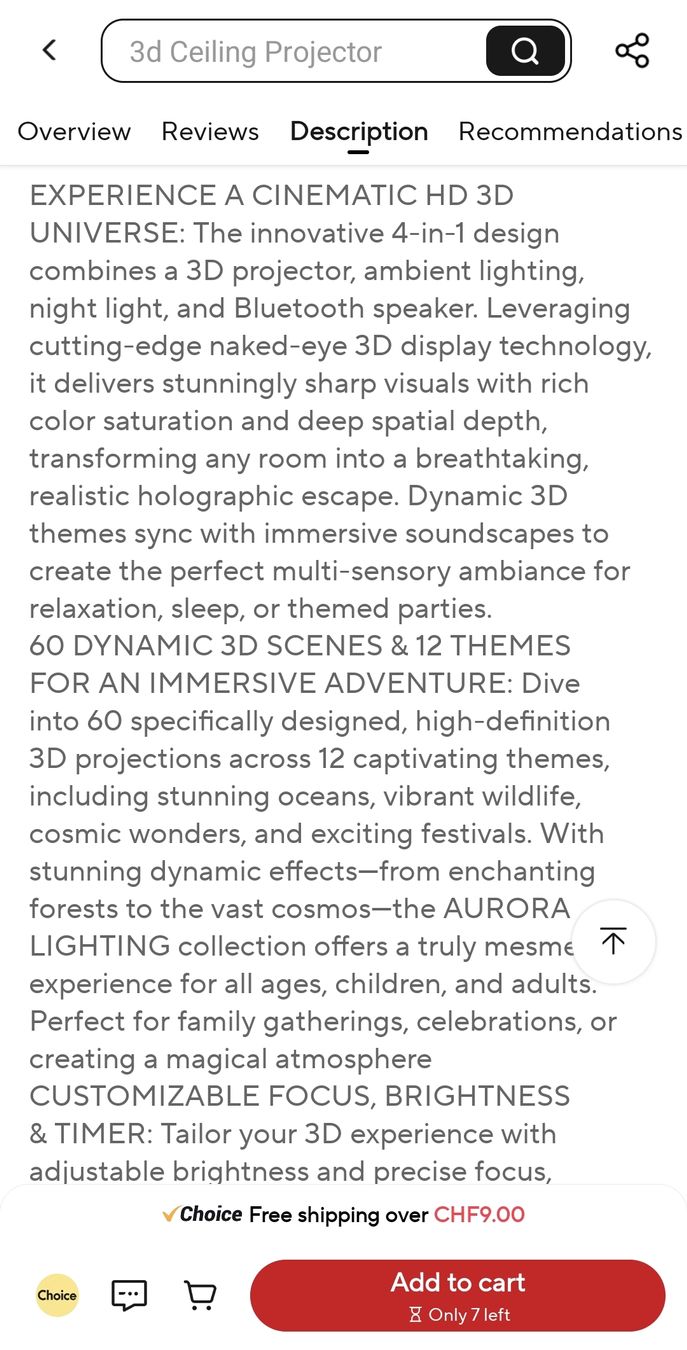 Proiettori: AURORA LIGHTING 3D Projector – Nuovo (secondo la descrizione) da Zürich venduto da kirkfdjg 4