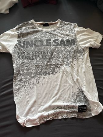 Uncle Sam T-Shirt Weiss/Grau Gr. L Sportlich & Frisch! ☀️