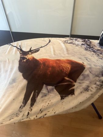XL Schal Motiv Hirsch beige/braunrot