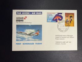 Swissair Erstflugbrief Genf-Toronto ab UNO 1991
