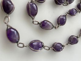 Amethyst Kette Vintage Look, 925 Silber, Top Zustand!