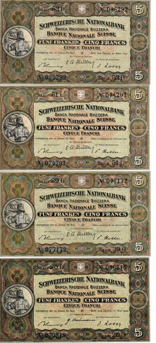 Banknoten: alte Schweizer Banknoten – Gebraucht aus Wolhusen von Curver9 2