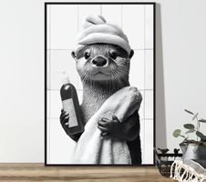 Badzimmer Otter Poster Leinwandbild 40x60cm NEU (Rahmenlos)