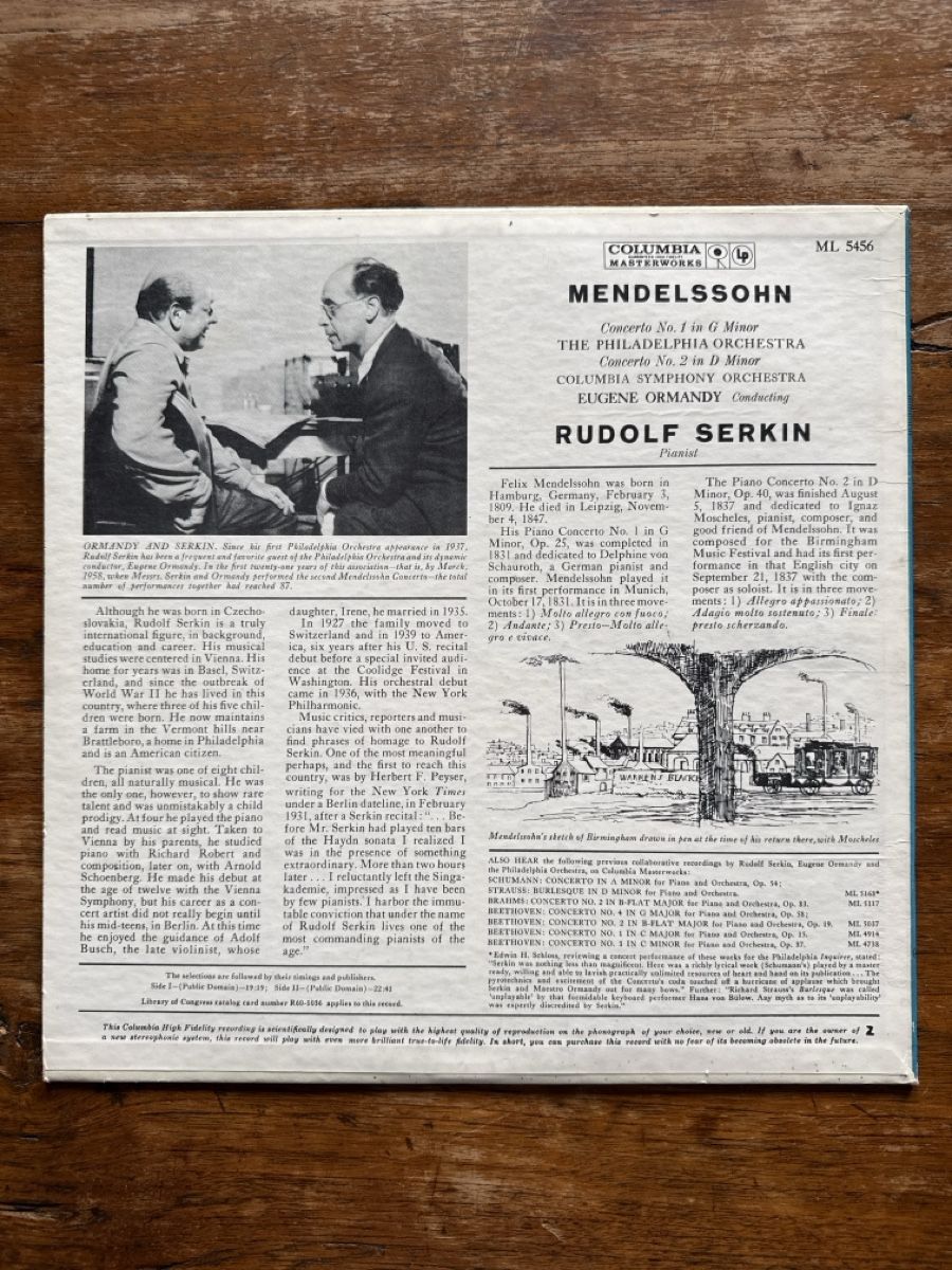 Dischi in vinile: Disque Vinyle Serkin - Mendelssohn, Concertos, Ormandy – Usato da Fully venduto da gra_8dc2 1