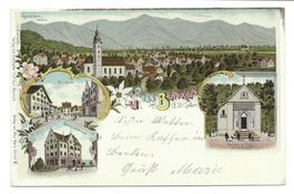 Gruss aus Benken (SG) Dorfplatz - Gemeindehaus - Litho  1906