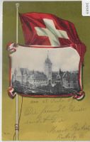 Zürich - Landesmuseum - Schweizerfahne Litho