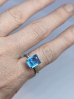 Blauer Quarz Ring mit , Gr. verstellbar  Silberschmuck 925