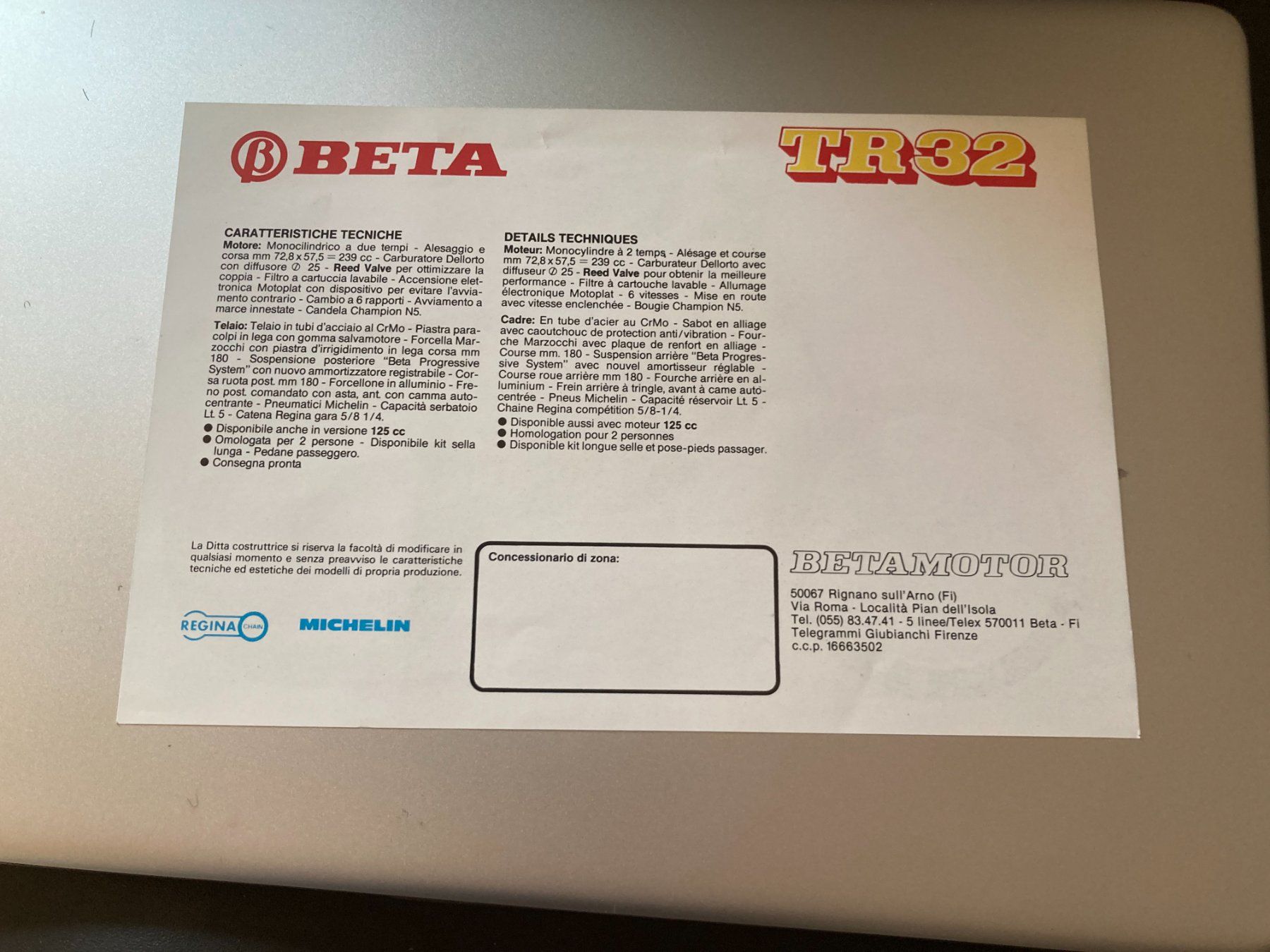 Documents: Prospekt/ Karte von BETA TR32 – D'occasion à Filzbach par Sugi7 1
