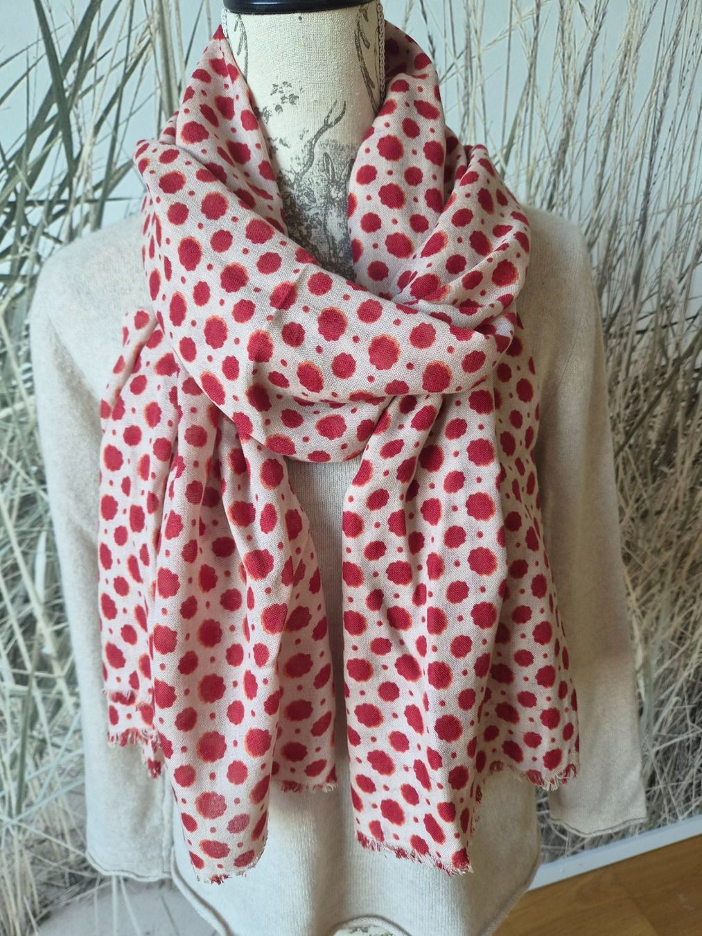 Foulards & écharpes: Rot gemusterter Damenschal – D'occasion à Spiegel b. Bern par brand06