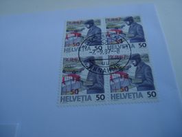 Marke Unwetter 1987, FDC Einzel + 4erblock, 2 Belege