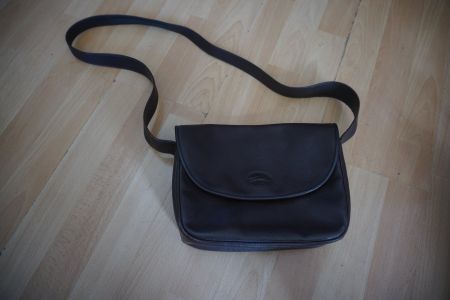 Dunkelbraune Leder Umhängetasche von Longchamp