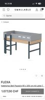 Flexa Kinderbett, massiv Buche, grau, 90x200cm, Top Zustand
