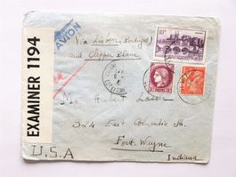 FRANKREICH - ZENSUR - Brief 194(1?) > USA, par Clipper, MiF