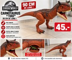 Figurine dinosaure Jurassic World Carnotaurus Toro 90cm