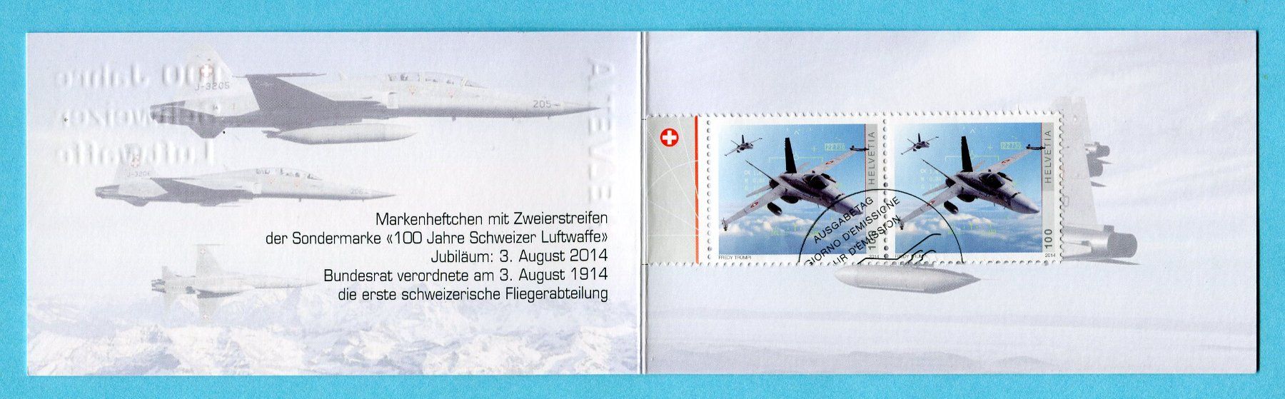 Alle Briefmarken: Privates Markenheftchen 100 Jahre Schweizer Luftwaffe – Gebraucht aus Opfikon von cleocat-vb 1