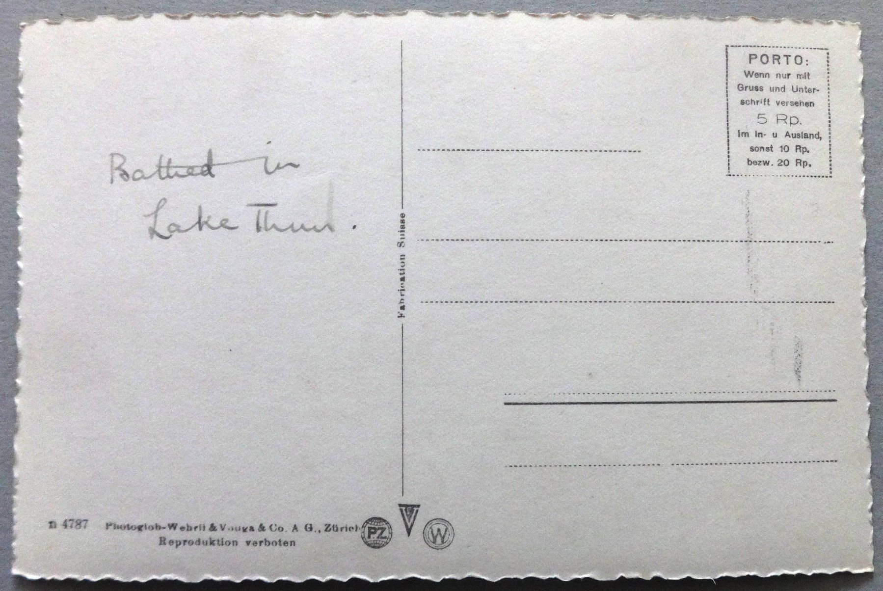 Cartoline postali: Thun - Thunersee - Panorama – Usato da Fétigny venduto da Billy2miny 1