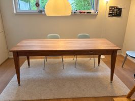 Holztisch mit Schublade massiv Kirsche