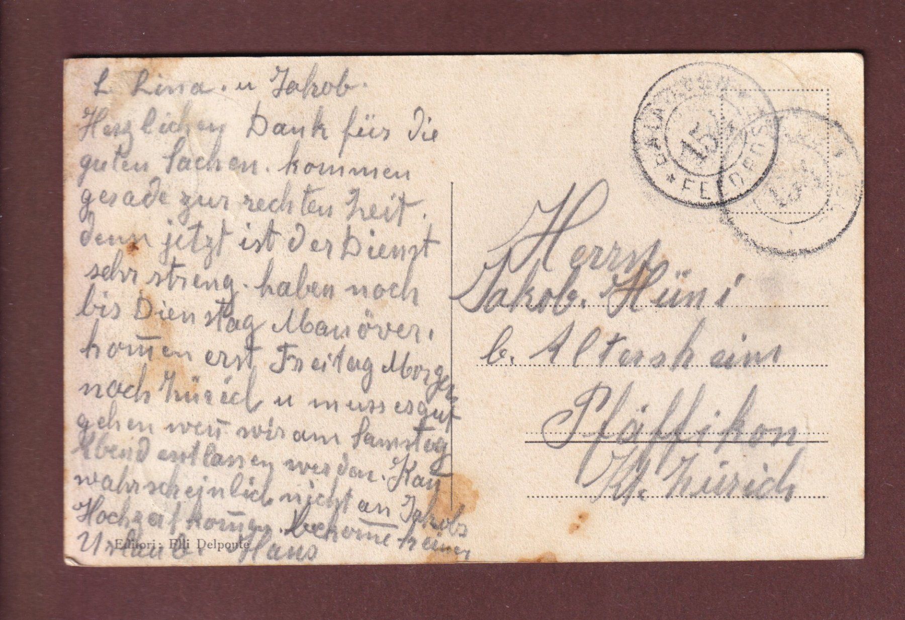 Ansichtskarten: BIGNASCO - Feldpost – Gebraucht aus Pully von nicecards-shop 1