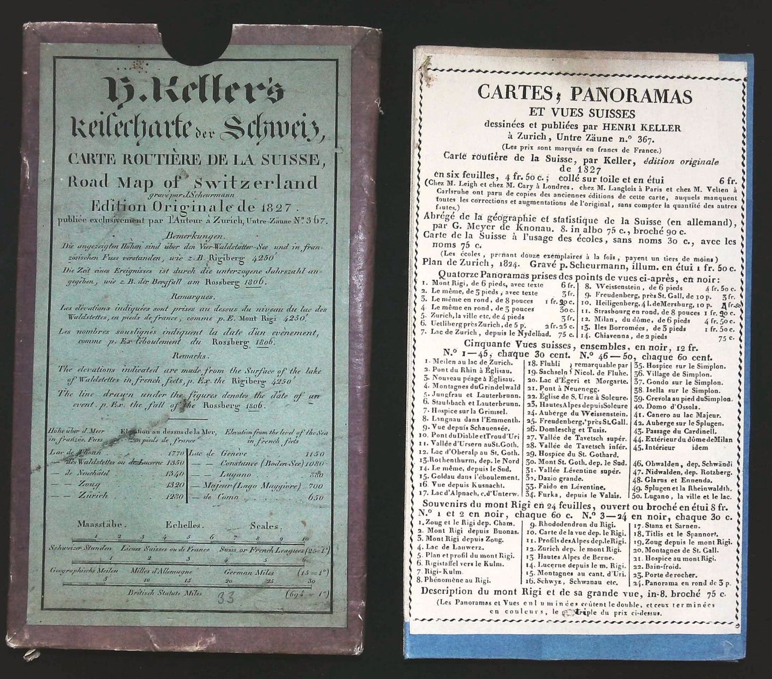 Cartes géographiques & atlas: 1. Reisekarte von  Keller 1827 – D'occasion à Rafz par booksell 1