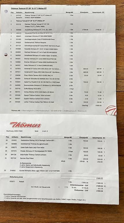 Biciclette: Thömus Tomcat 29? Carbon Grösse S Neuwertig  – Usato da Frauenkappelen venduto da ann_65rk 4