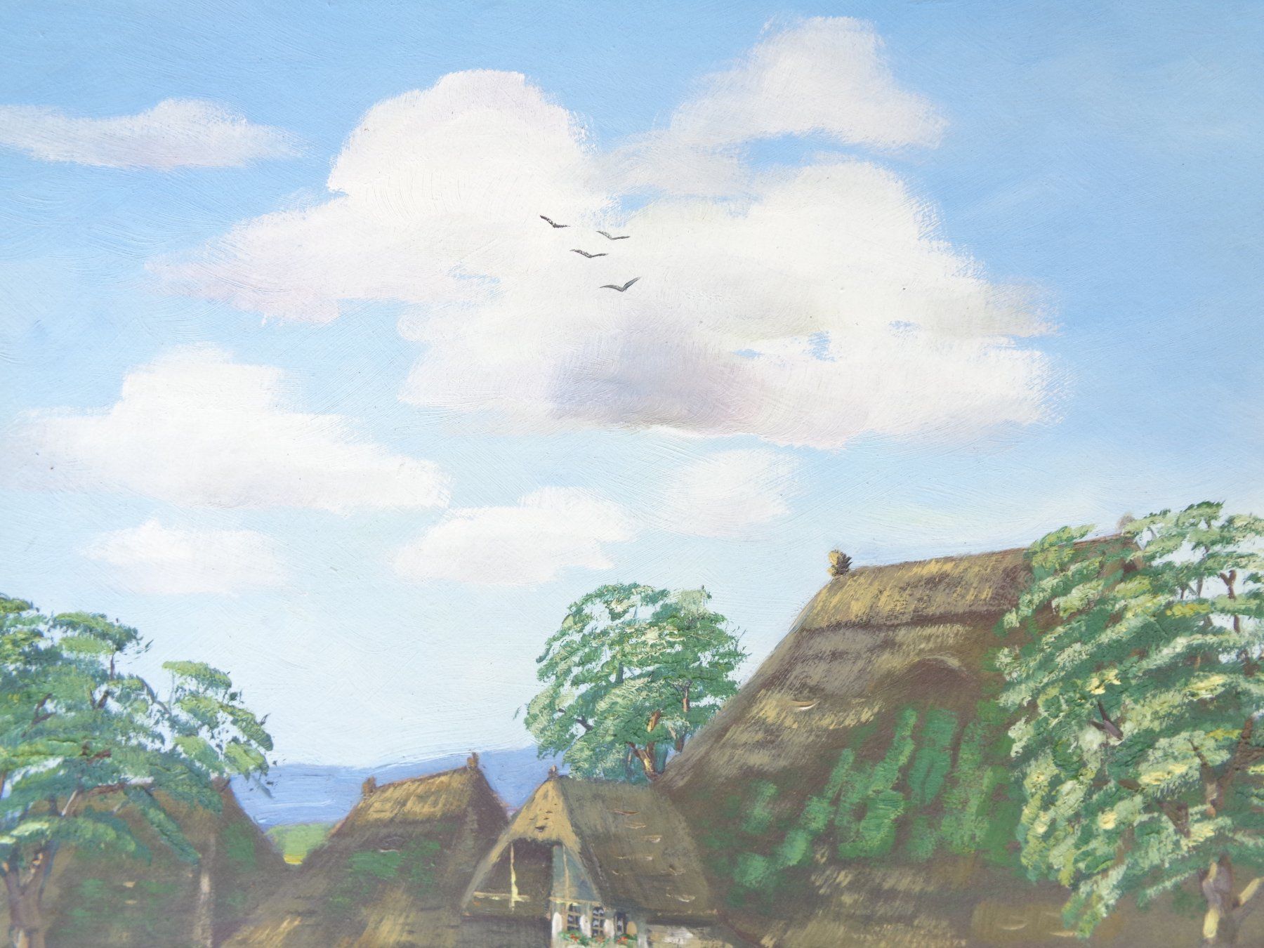 Gemälde: WALTER SCHAUENBERG 1884-1943 STROHDACHHAUS GEMÄLDE – Gebraucht aus Henggart von Pascha22 4