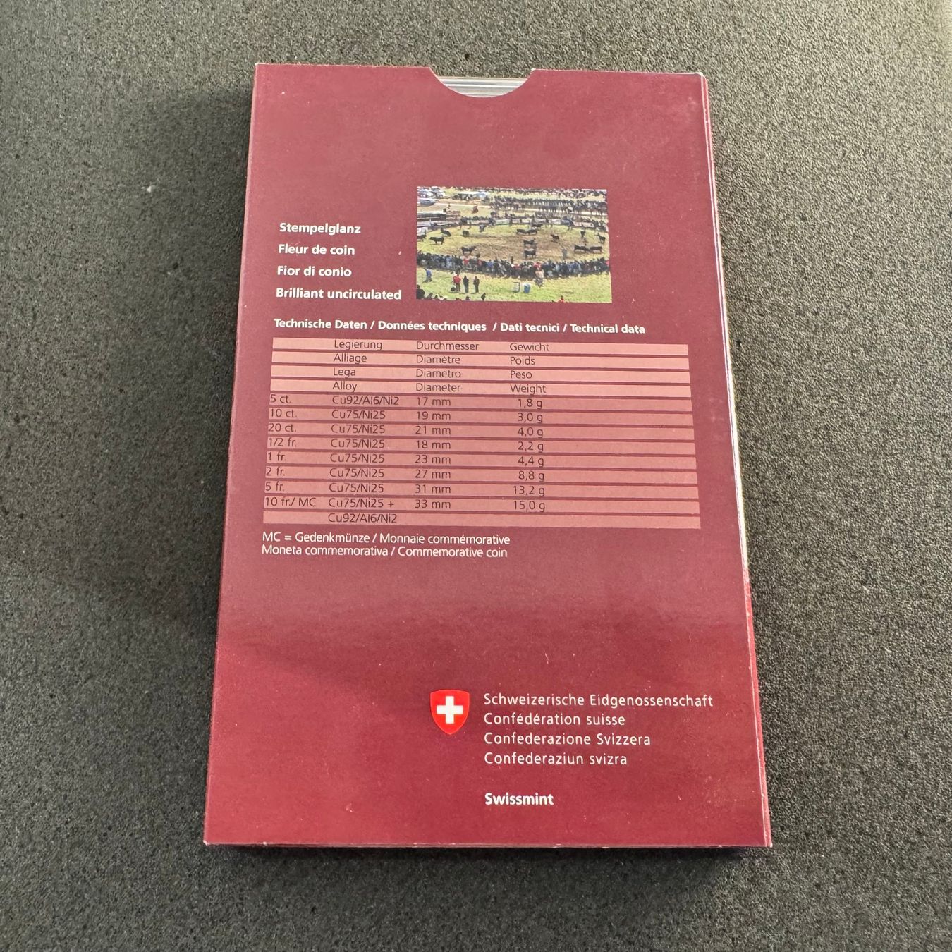 Tutti le monete: Münzsatz Schweiz Ringkuhkämpfe 2012 stgl – Usato da Reitnau venduto da Coinhouse 2