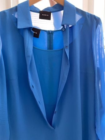 Two piece AKRIS mulberry silk dress with shirt dress L-XL