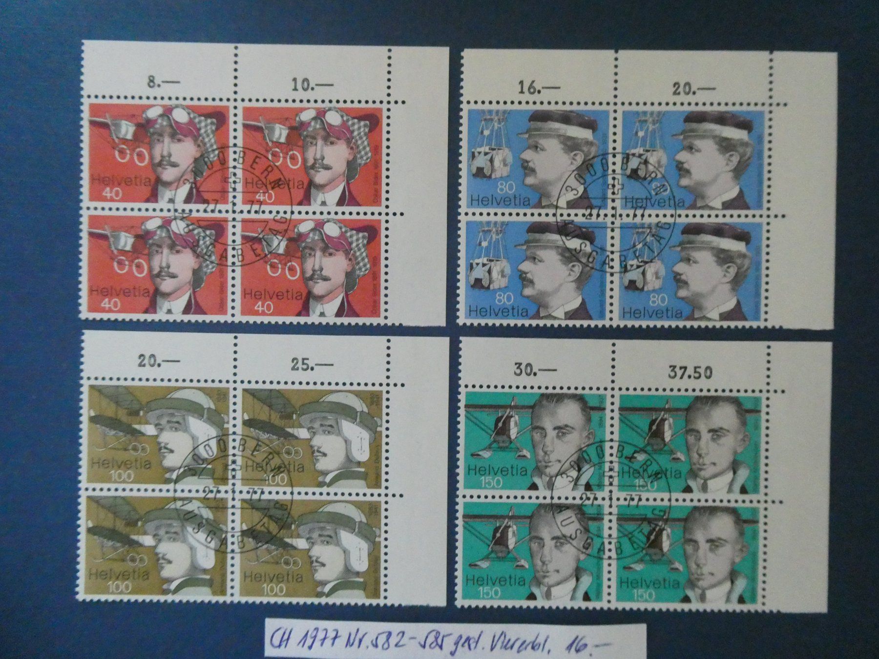Tutti i francobolli: CH 1977 Nr. 582-585 gest. Viererblöcke – Usato da Lausen venduto da Herbamare01