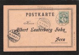 Stabstempel Sonvillier , PK A.Lauterburg&Sohn Bern,9.V.1900