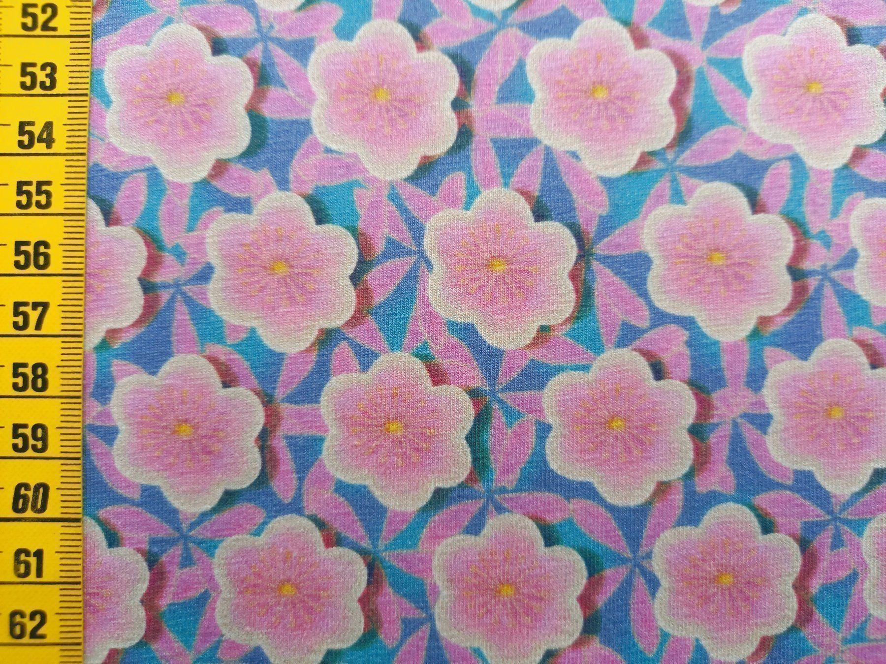 Tessuti: Jersey Flower rosa – Nuovo e nell'imballaggio originale da Winterthur venduto da Kimbana