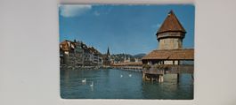 Luzern: Kapellbrücke mit Wasserturm, alte Ansichtskarte