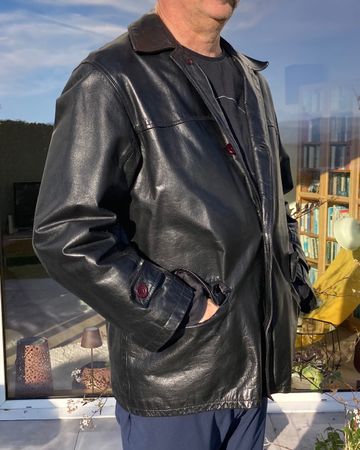Veste cuir véritable Teddy Smith homme, vintage, automne