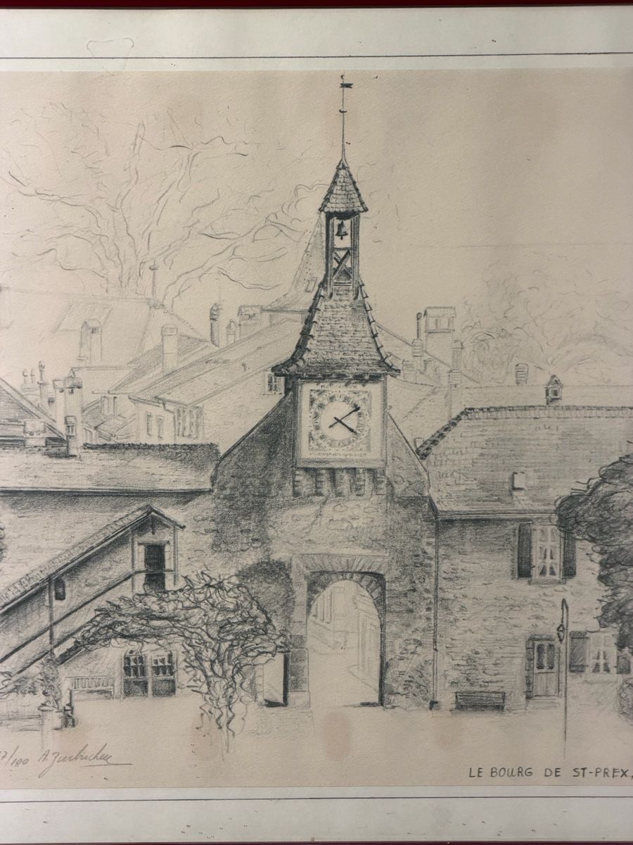 Gemälde: Drawing Le Bourg de St-Prex Framed  – Gebraucht aus Lausanne von vas_cdb2 1