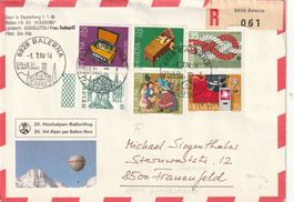 Beleg vom 20. Hochalpen-Ballonflug 1986, originelle Buntfran