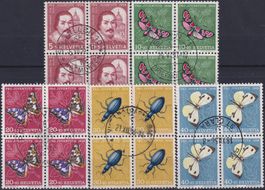 1956, J163-J167 Viererblöcke mit Orts-Stempel, Kat: 50.-