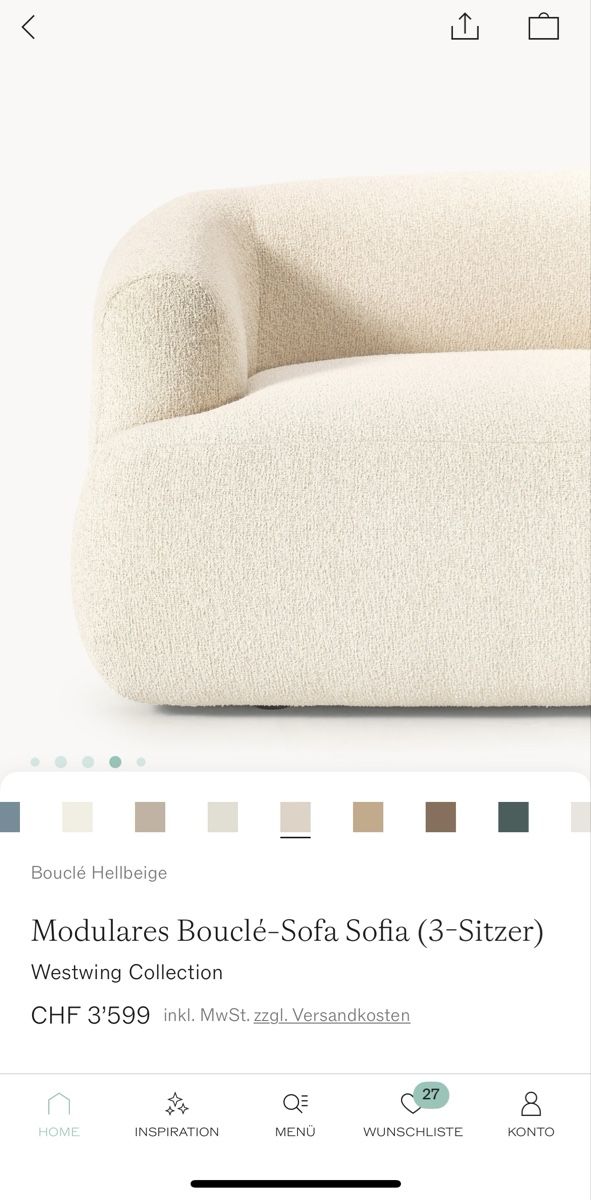 Westwing Sofas: Designer Bouclé Sofa "Sofia" (3-Sitzer) zu verkaufen – Gebraucht aus Wädenswil von EW94 4