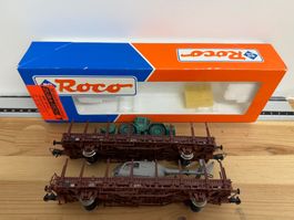 Spur H0 DC Roco 2er Set Rungenwagen