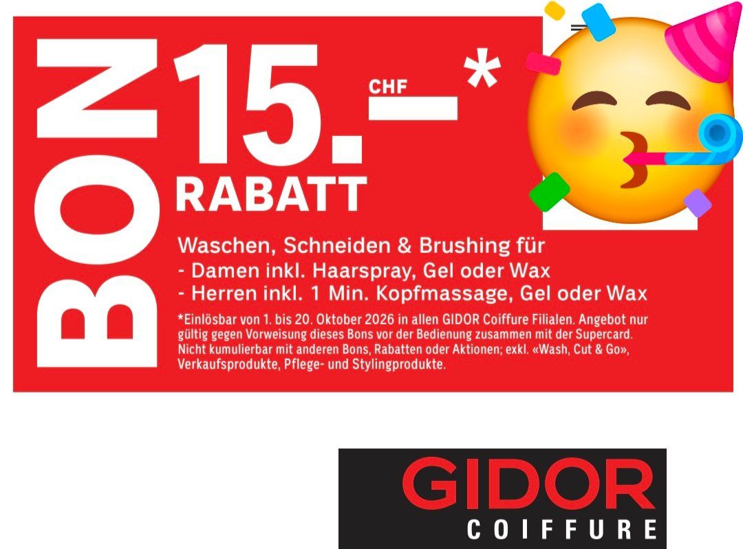 Gidor Coiffure Buoni: Gidor: Fr. 10.- Rabatt Coiffeur – Nuovo e nell'imballaggio originale da Köniz venduto da MusicBoomRoom