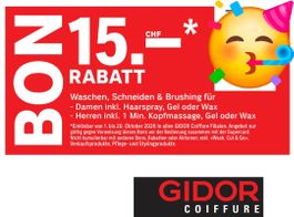 Gidor: Fr. 10.- Rabatt Coiffeur