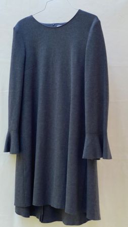 Damen-Kleid, Wolle, Gr. 42, dunkelgrau, langarm, gebraucht