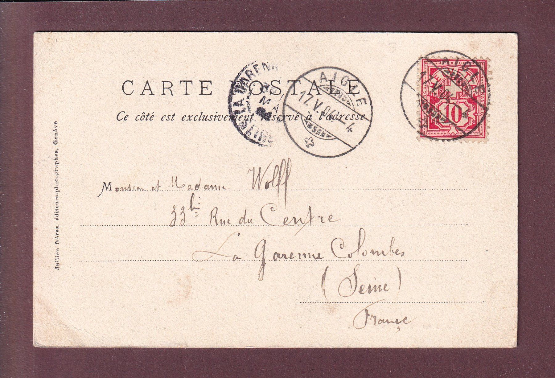 Cartoline postali: Château d'AIGLE - 1904 – Usato da Pully venduto da nicecards 1
