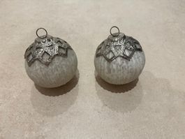 2+1 Weihnachtsdeko Glas Edelstahlkugel für Fensterdeko - NEU