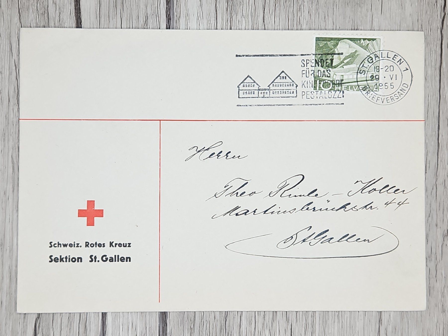Tutti i francobolli: CL13 Enveloppe + Timbre Suisse 1955 – Usato da Cousset venduto da Patrick_Collections