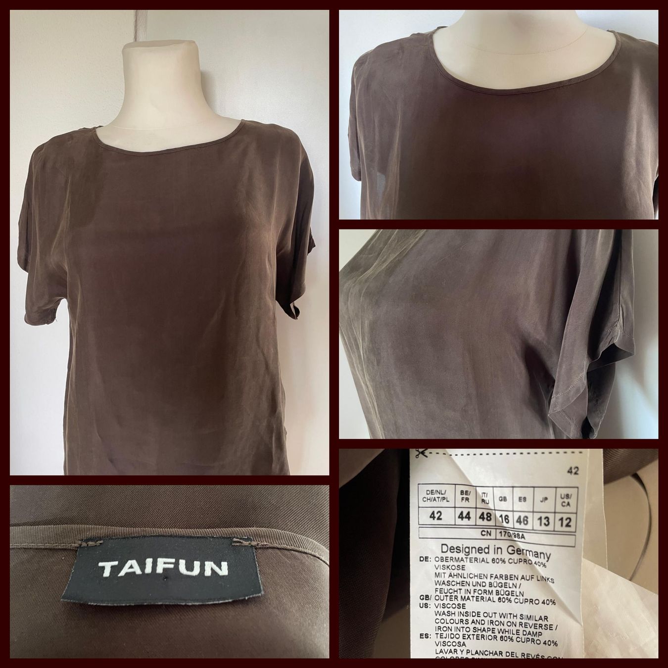 Taifun Camicette: ***TAIFUN*** Bluse braun Gr 42 – Usato da Wädenswil venduto da H2H_Secondhandshop