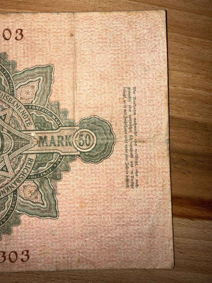 Banconote: Reichsbanknote 50 Mark – Usato da Grenchen venduto da Bastet007 1