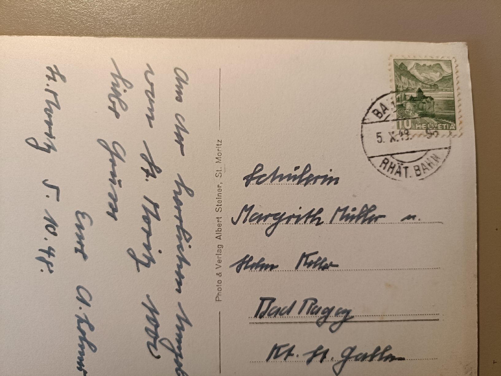 Cartoline postali: Alte Ansichtskarte Suvretta-Silvaplana, datiert 1948 – Usato da Sargans venduto da Polifemo58 1