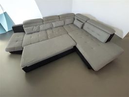 Stylish Corner Sofa -  grey fabric 