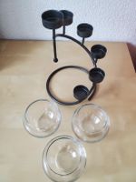 Teelichtständer und 3 Glasgefäss rund