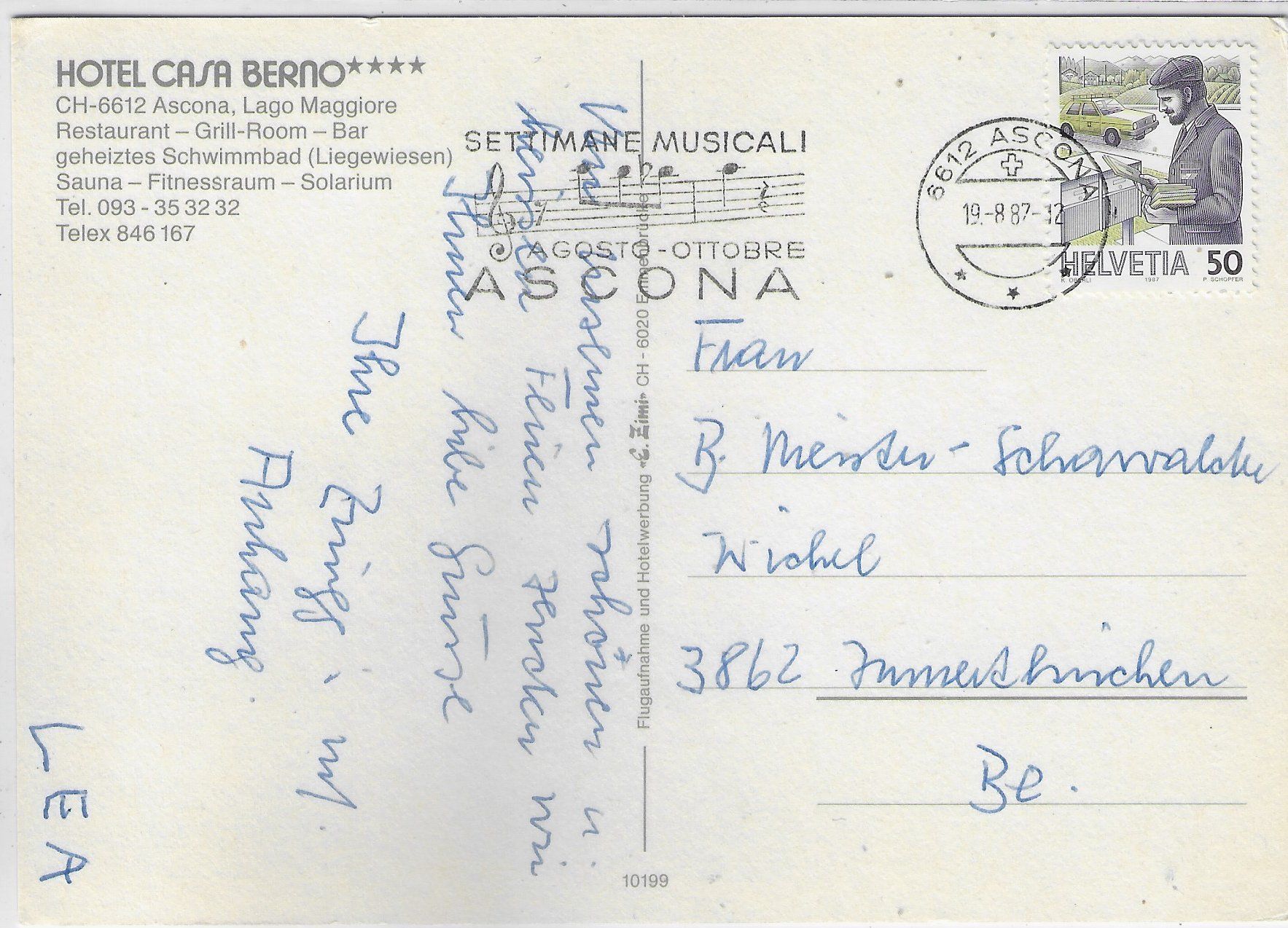 Cartes postales: Hotel Casa - Ascona – D'occasion à Ettingen par Kartenplanet 1