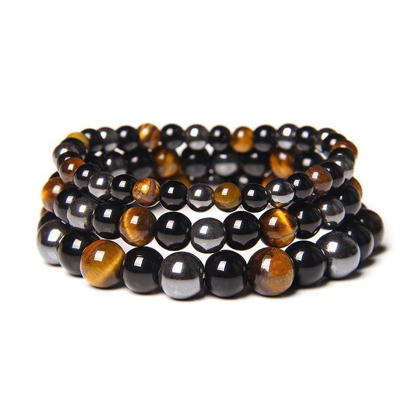 Bracciali & Braccialetti: 10mm Armband Obsidian,Hematit, Tigerauge – Nuovo (secondo la descrizione) da Visp venduto da steinschmuckwelt 1